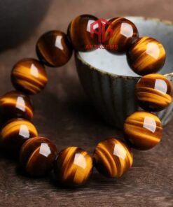 vòng đá mắt hổ vàng nâu 18li đẹp